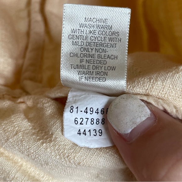 J. Jill Pastel Yellow Ruffled Mandarin Jacket 100% Cotton Size Petite Large PL - Picture 5 of 11